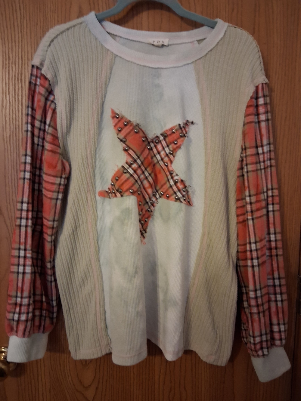 POL waffle-knit Star Studded Top Size Small